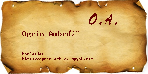 Ogrin Ambró névjegykártya